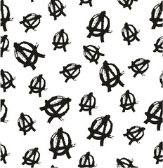Pen Anarchy Symbol Seamless Pattern & Background Freehand Set 02