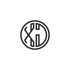 Initial letter XJ, minimalist line art monogram circle shape logo, black color