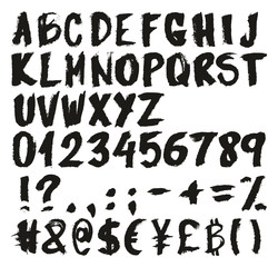 Handwritten Sponge Grunge Font Vector Font with Uppercase Letters, Numbers & Signs
