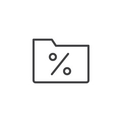 Percentage folder outline icon. linear style sign for mobile concept and web design. Banking simple line vector icon. Symbol, logo illustration. Pixel perfect vector graphics