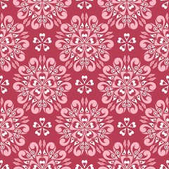 Floral seamless pattern. Red colored background