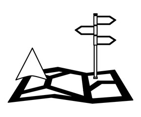 paper map guide with arrows sign vector illustration design