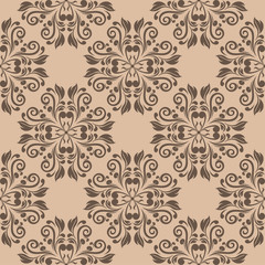Brown and beige floral seamless pattern