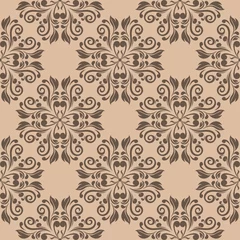 Foto op Canvas Brown and beige floral seamless pattern © Liudmyla