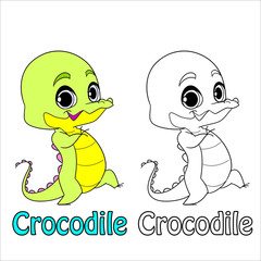 Coloring page for kids. Vector crocodile.