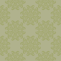 Olive green floral design. Seamless pattern