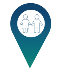 pin pointer location with couple icon vector illustration design