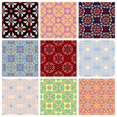 Floral seamless pattern. Colored set with flower elements. 