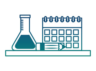 tube test with pencil and calendar vector illustration design