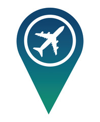 Fototapeta premium pin pointer location with airplane icon vector illustration design