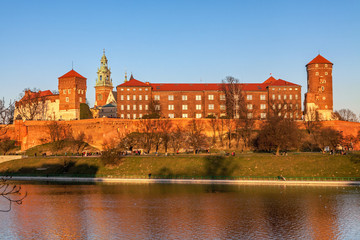 Wawel hill with royal castle in Krakow