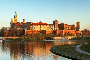 Wawel hill with royal castle in Krakow