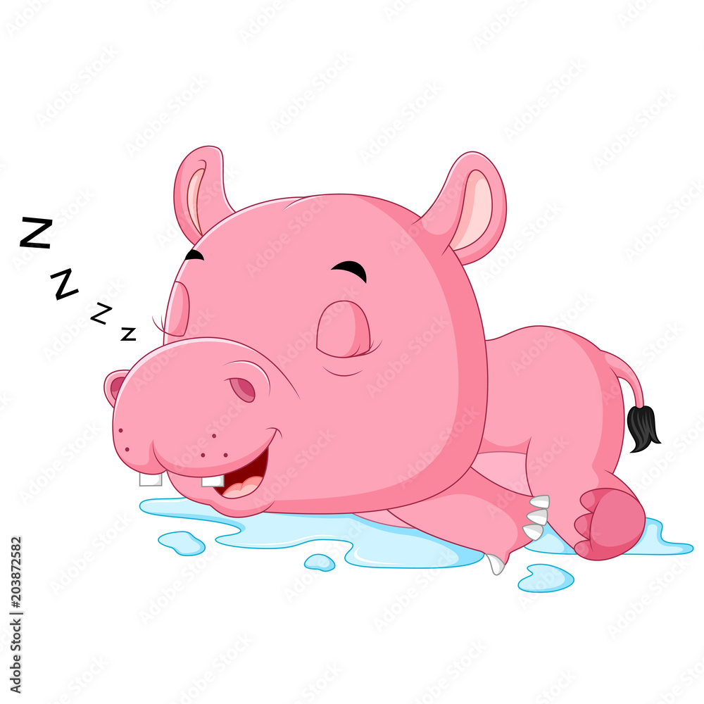 Sticker cute hippo sleepy