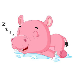 Obraz na płótnie Canvas cute hippo sleepy