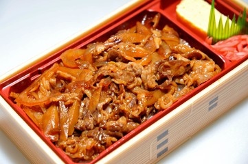 牛肉弁当./日本産の牛肉の弁当です.
