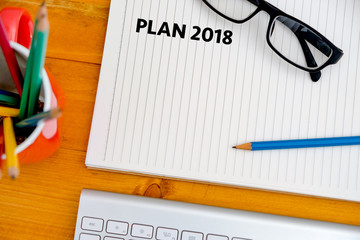 Plan 2018 Notebook business team meeting  with an Plan 2018