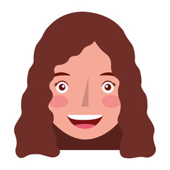 young woman head avatar character vector illustration design
