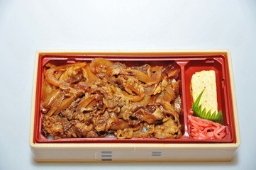 牛肉弁当./日本産の牛肉の弁当です.