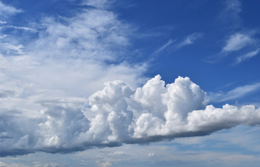 Gray cloud hunk formations on tropical sky , Nimbus moving , Abstract background from natural phenomenon
