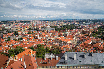 Fototapeta na wymiar Cityscape of Prague from tower of Cathedral