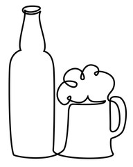 Pint of beer one line drawing