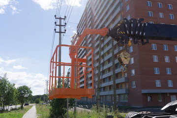 car cradle on a background of construction .