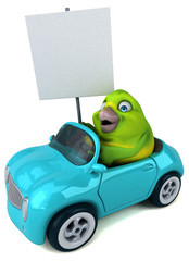 Fun green bird - 3D Illustration