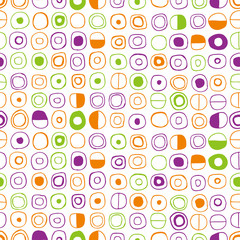 Doodle circles background. Seamless pattern.Vector. 落書き円形パターン