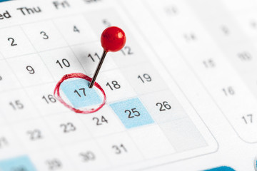Closeup of dates on calendar page