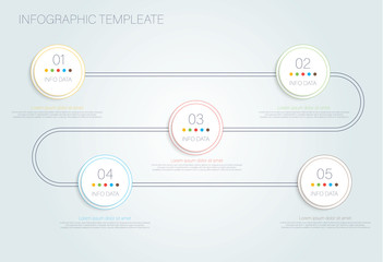 Fototapeta na wymiar Timeline business infographic template with 5 steps, processes, parts, options. Vector illustration.