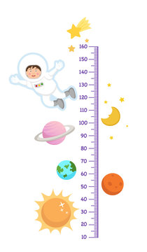 Meter wall with astronaut in space.vector illustration