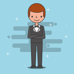 manager man in tuxedo hotel service vector illustration