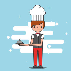restaurant waiter hotel service image vector illustration