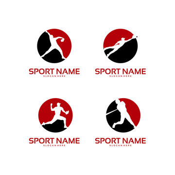 set of Softball, Baseball iconic logo vector illustration, Baseball player logo