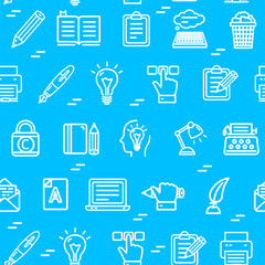 Writer and Copywriting Signs Seamless Pattern Background. Vector
