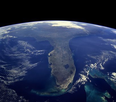 Satellite View of the Florida, United States.  Elements of this image furnished by NASA