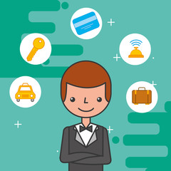 hotel manager character employee occupation vector illustration