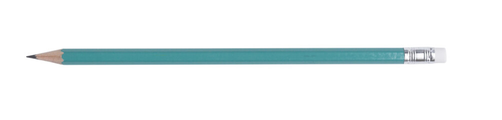 A green pencil on white background