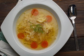 Chicken broth - top view