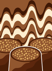 chocolate candies sweet melted card background vector illustration