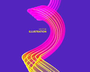 Fototapeta premium Wavy background with motion effect. 3d technology style. Vector illustration.
