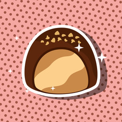 chocolate candy vanilla stuffed tasty sweet dotted card vector illustration