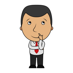 Cartoon businessman thinking