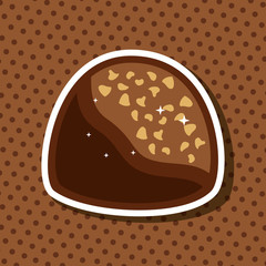 chocolate candy nuts tasty sweet dotted card vector illustration