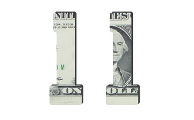 11 Number. American dollar banknotes. Money texture. Isolated on white background
