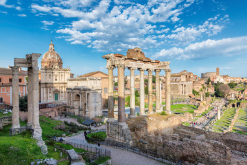 Fototapeta na wymiar Roman Forum at Sunset in Rome, Italy