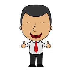 Cartoon happy businessman making thumbs up sign