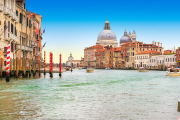 Grand canal and Basilica Santa Maria della Salute, Venice, Italy.