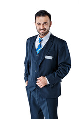 man in uniform on white background