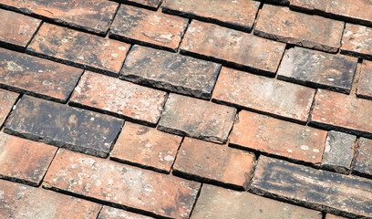 Old tiled roof texture background